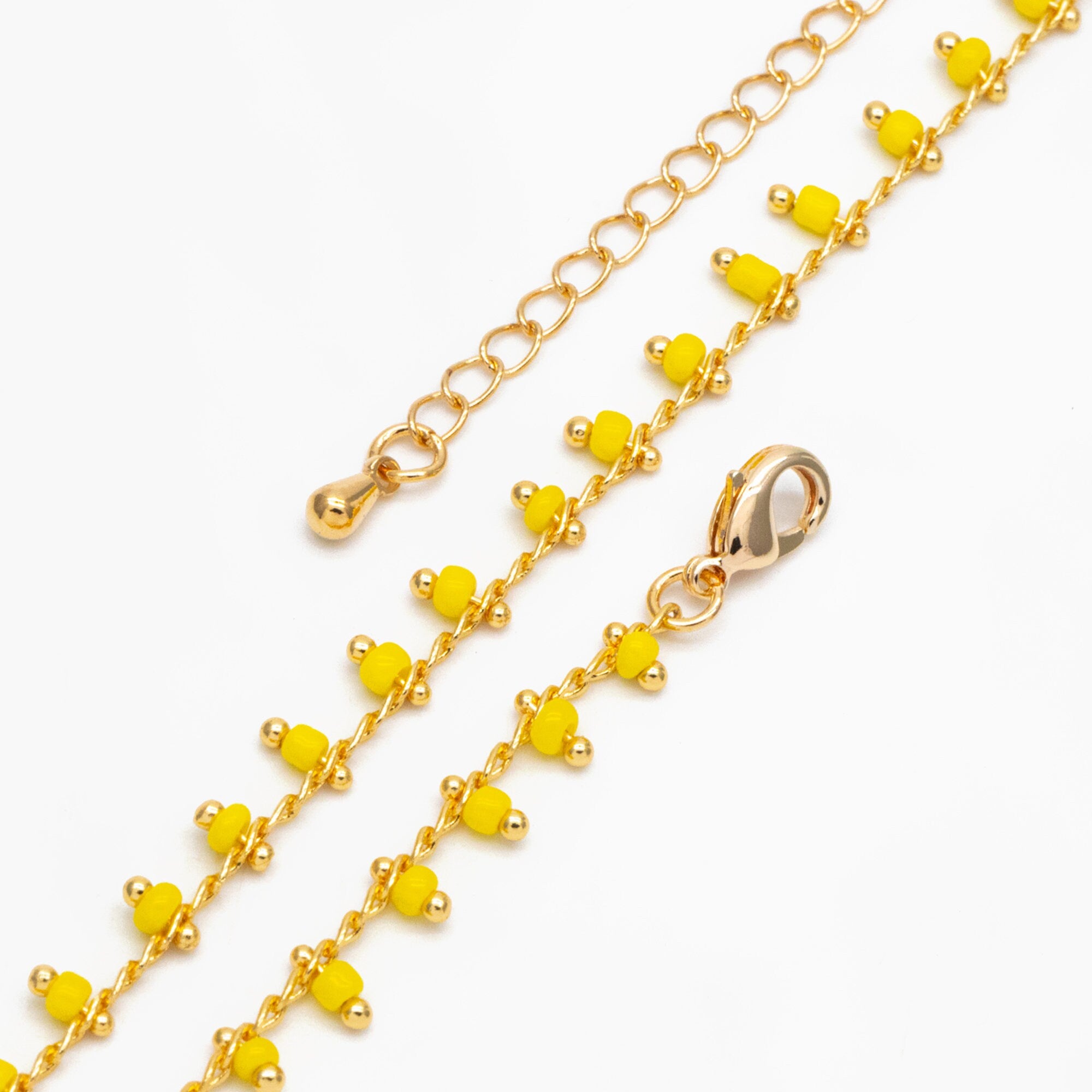 Gold Rainbow Beaded Chain, Finished Bracelet/ Anklet/ Necklace with Extender Chain, Ready to Wear (#LK-201)